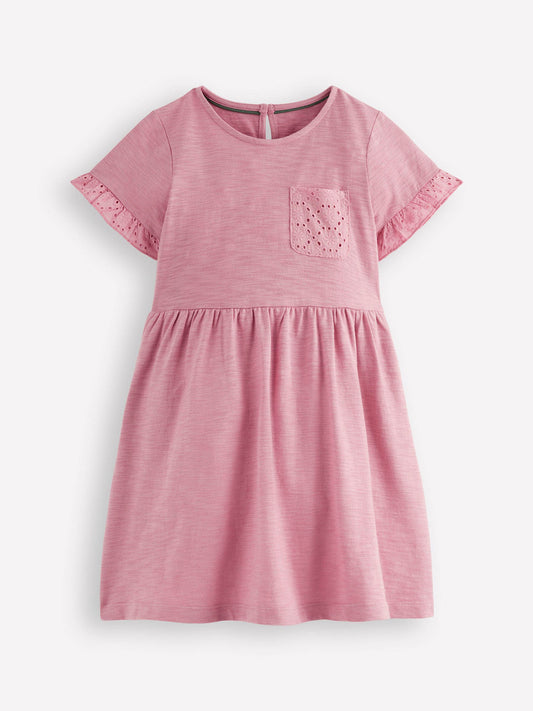 Boden Pink Broderie Pocket Jersey Dress image 1