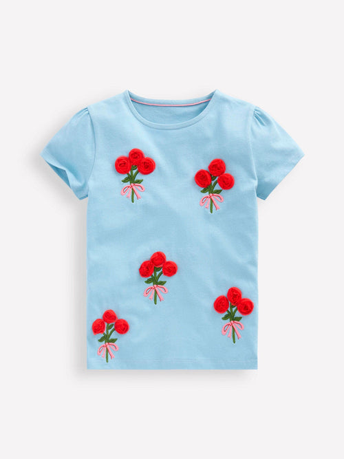 Boden Blue Puff Sleeve Superstitch Top image 1