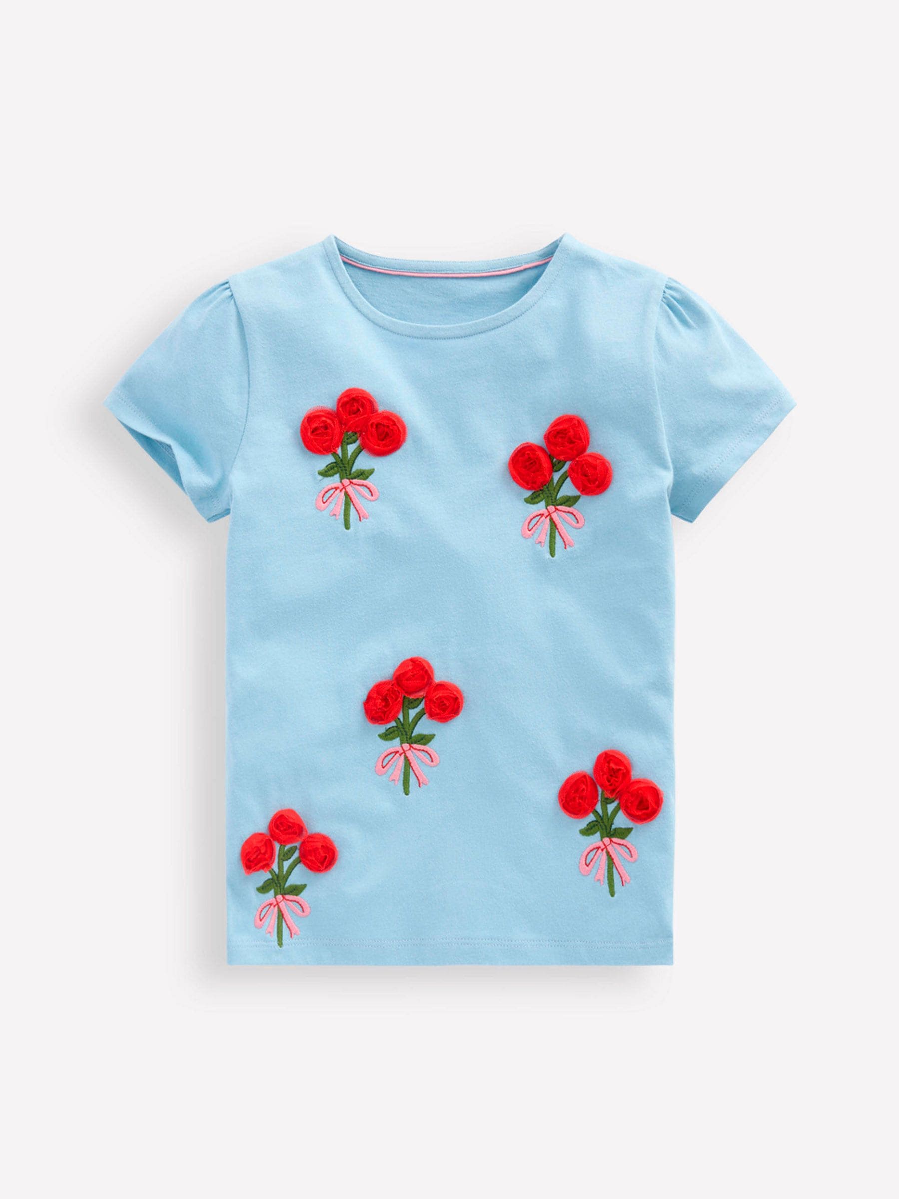 Boden Blue Puff Sleeve Superstitch Top image 1
