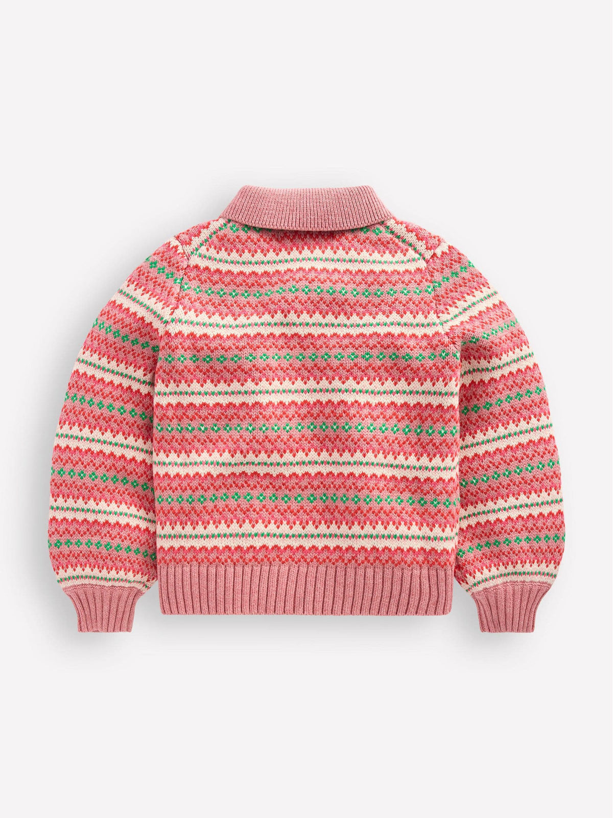 Boden Pink Collared Fair Isle Cardigan - image 2