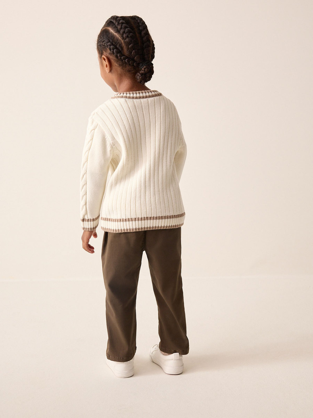 Dsiney Kidz - Cream Cable Knit Varsity Jumper (3mths-7yrs) image 3