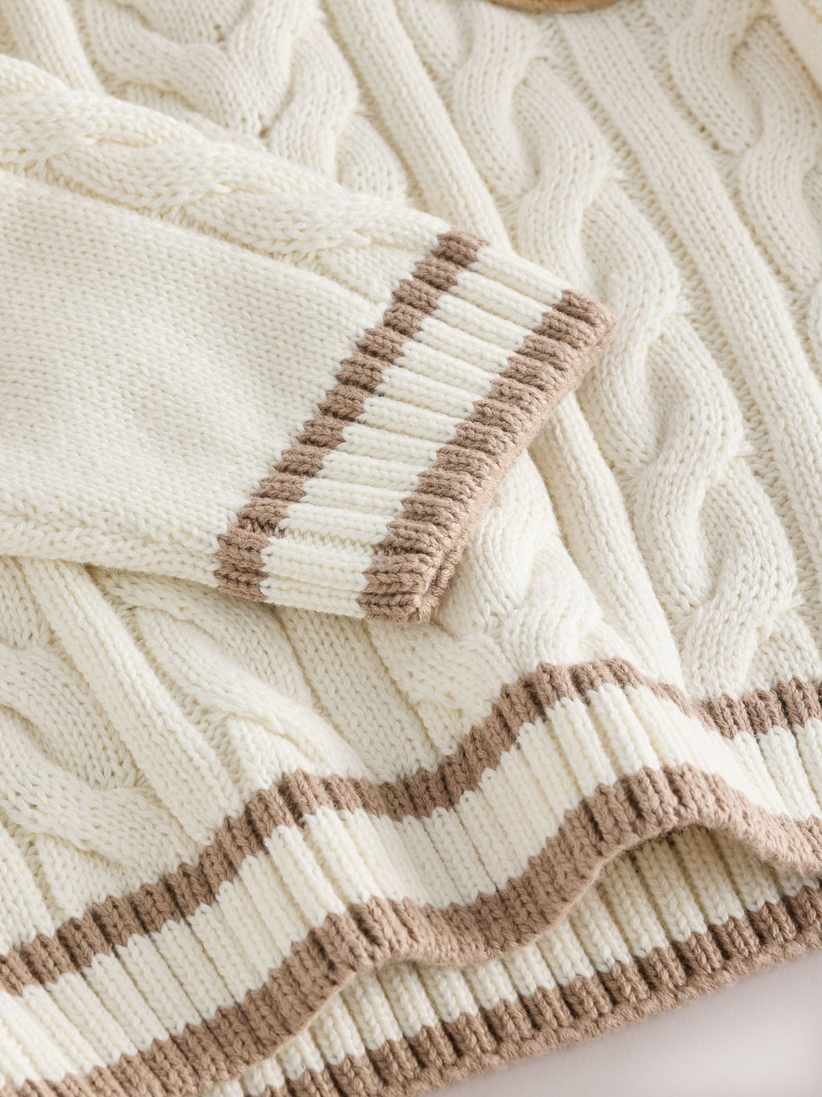 Dsiney Kidz - Cream Cable Knit Varsity Jumper (3mths-7yrs) image 7