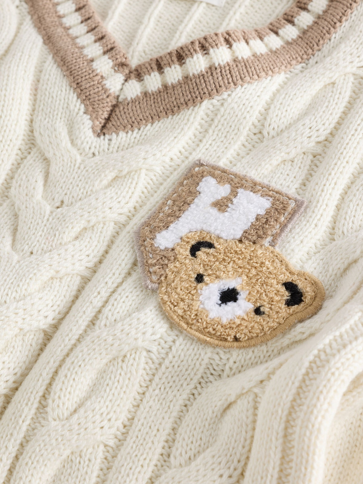Dsiney Kidz - Cream Cable Knit Varsity Jumper (3mths-7yrs) image 8