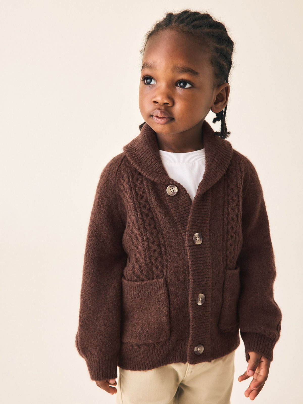 Brown Cable Knit Cardigan (3mths-7yrs) - image 1