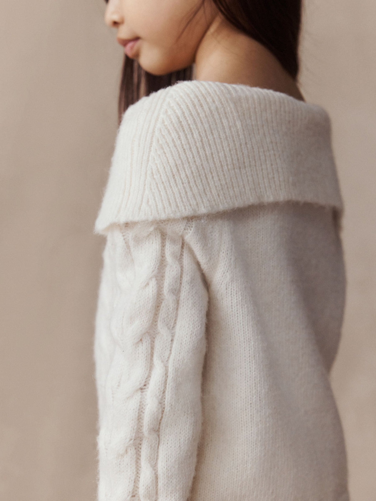 Ecru Off-Shoulder Cable Jumper and Skirt Set (3-16yrs) - image 3