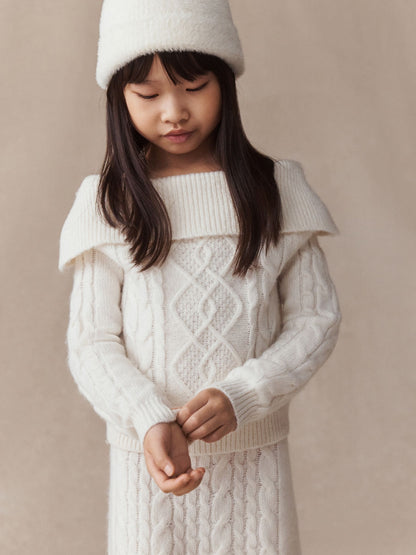 Ecru Off-Shoulder Cable Jumper and Skirt Set (3-16yrs) - image 4