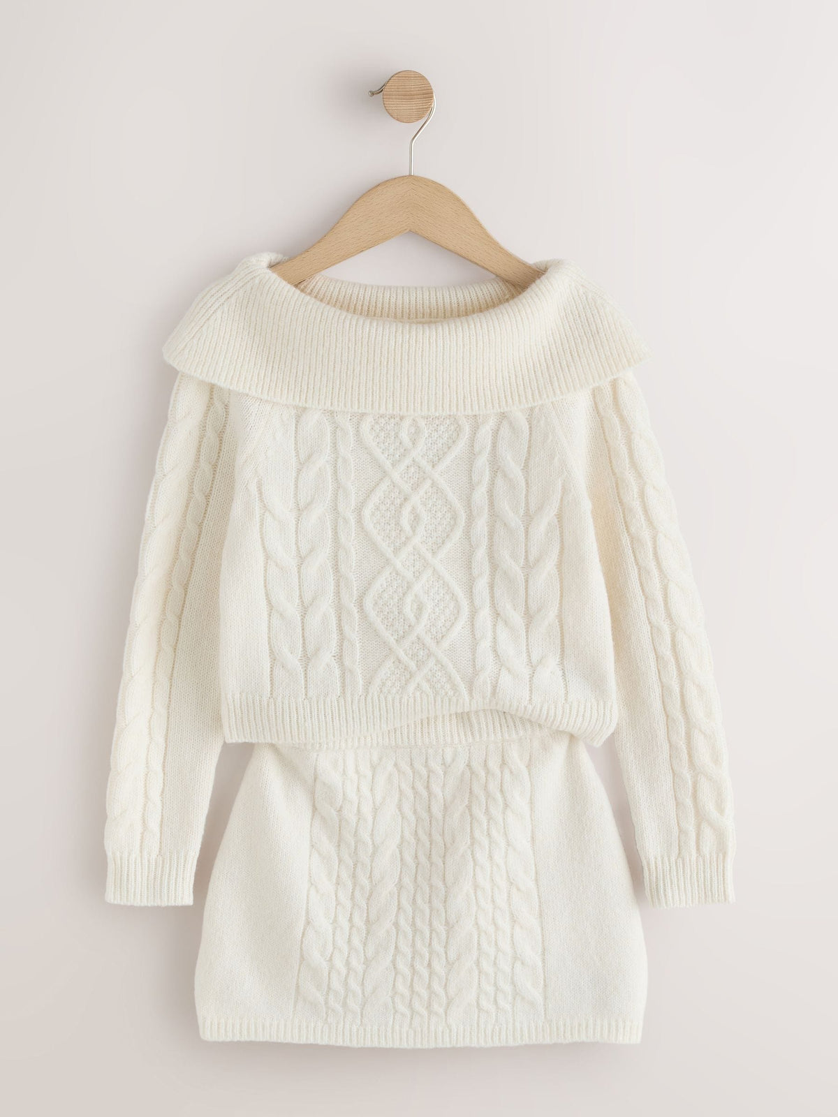 Ecru Off-Shoulder Cable Jumper and Skirt Set (3-16yrs) - image 7