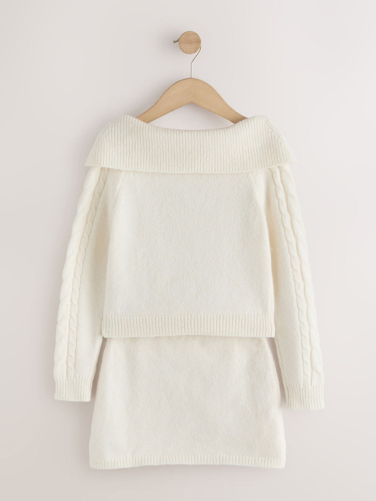 Ecru Off-Shoulder Cable Jumper and Skirt Set (3-16yrs) - image 8