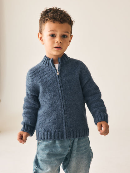 Indigo Blue Zip Through Knitted Cardigan (3mths-7yrs) - image 1
