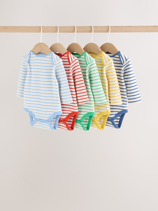 Dsiney Kidz - Bright Stripe Long Sleeve Baby Bodysuits 5 Pack image 1