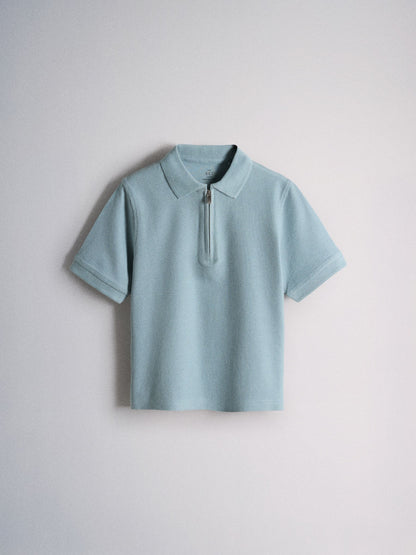 Dsiney Kidz - The Set 3 Pack Textured Jersey Zip Neck Short Sleeve Polo Shirt Teal Blue/Brown image 4