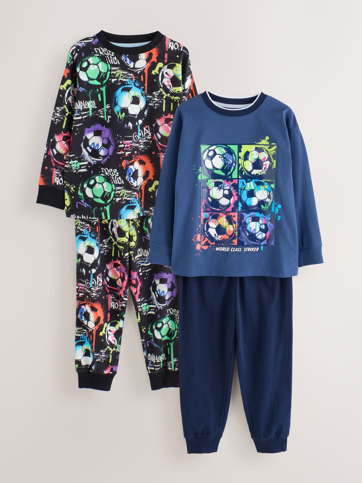 Rainbow Navy Football Long Sleeve Pyjamas 2 Pack (3-16yrs) - image 1