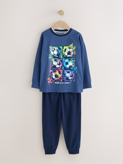 Rainbow Navy Football Long Sleeve Pyjamas 2 Pack (3-16yrs) - image 2