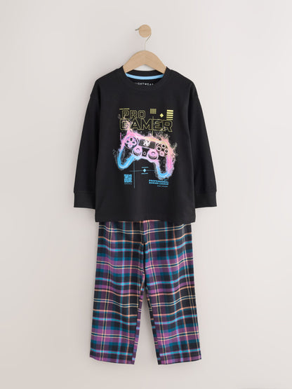 Multi Football Gamer Woven Check Pyjamas 2 Pack (3-16yrs) - image 2