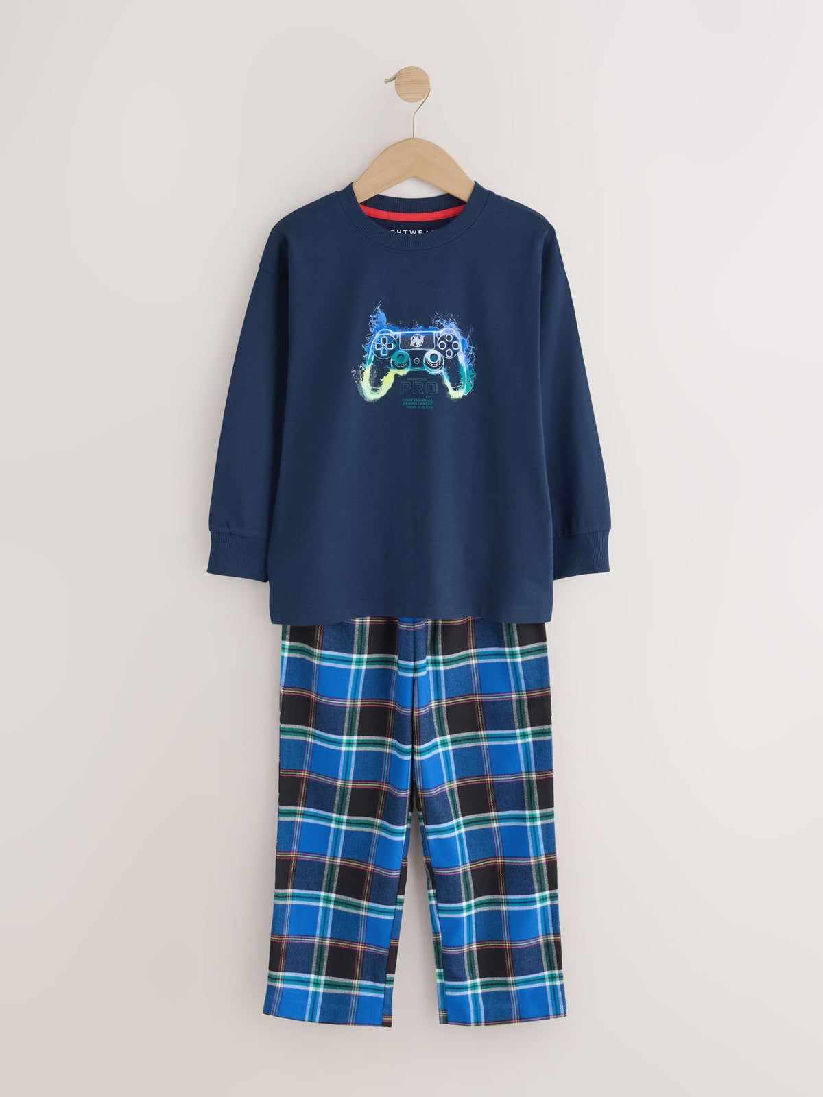 Multi Football Gamer Woven Check Pyjamas 2 Pack (3-16yrs) - image 3