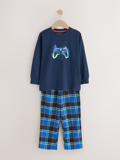 Multi Football Gamer Woven Check Pyjamas 2 Pack (3-16yrs) - image 3