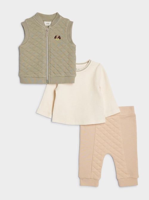 River Island Green Quilted Jacket & Trousers Set 3 Piece image 1