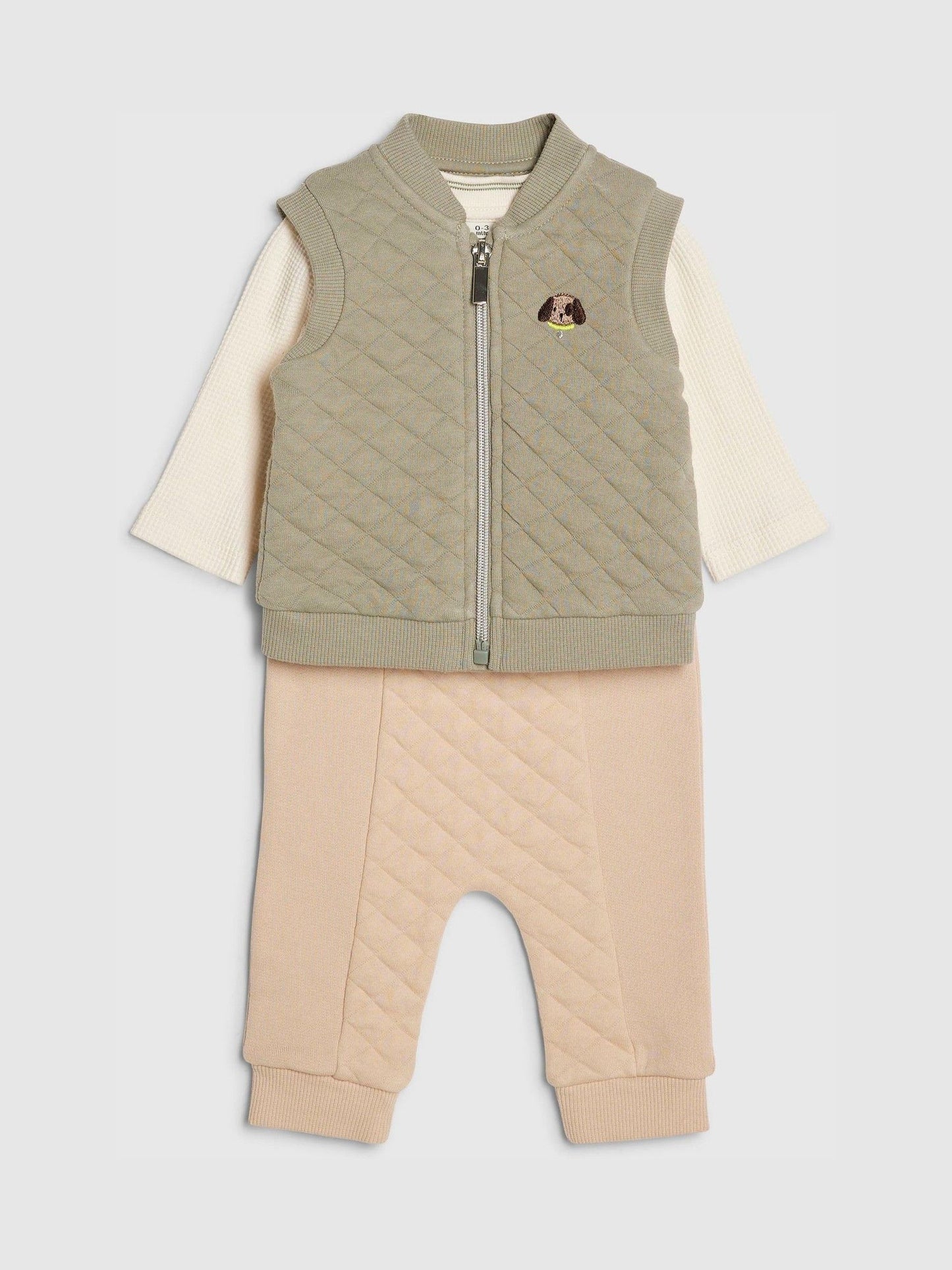 River Island Green Quilted Jacket & Trousers Set 3 Piece image 3