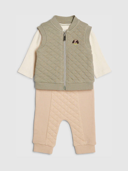 River Island Green Quilted Jacket & Trousers Set 3 Piece image 3