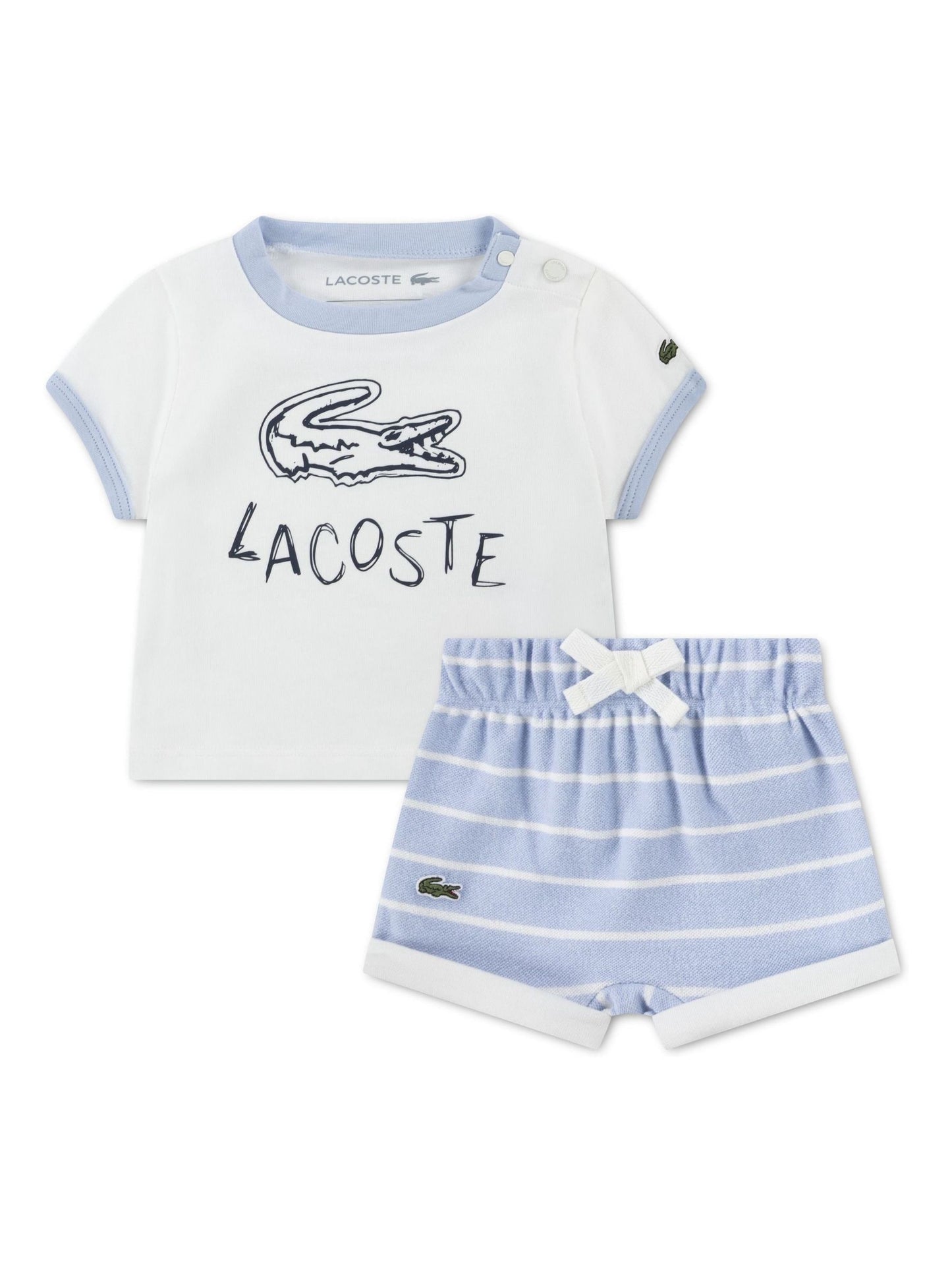 Lacoste White Croc Effect Graphic T-Shirt and Short Set image 1