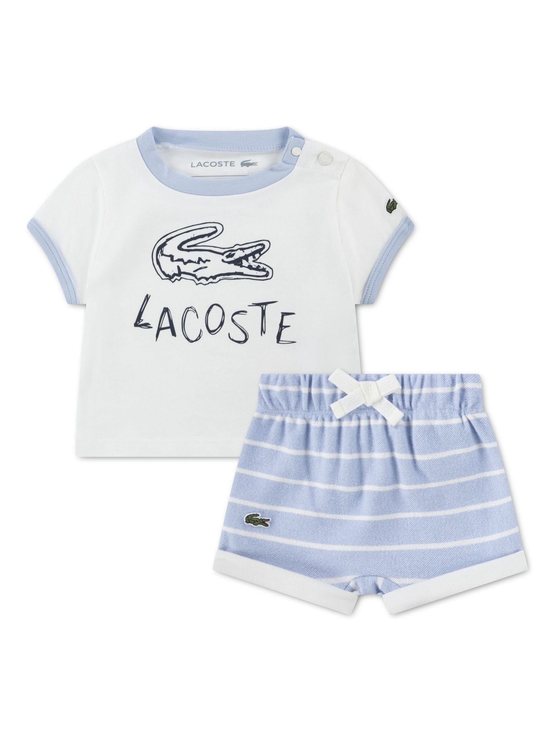 Lacoste White Croc Effect Graphic T-Shirt and Short Set image 1