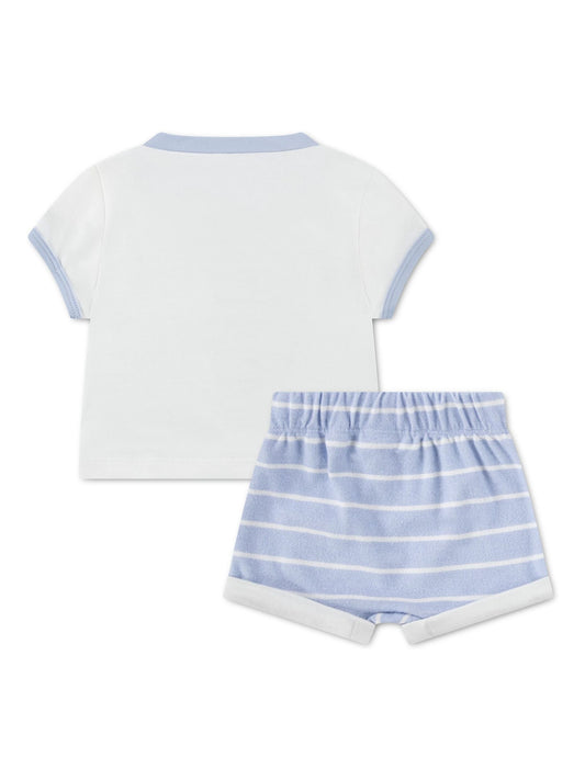 Lacoste White Croc Effect Graphic T-Shirt and Short Set image 2