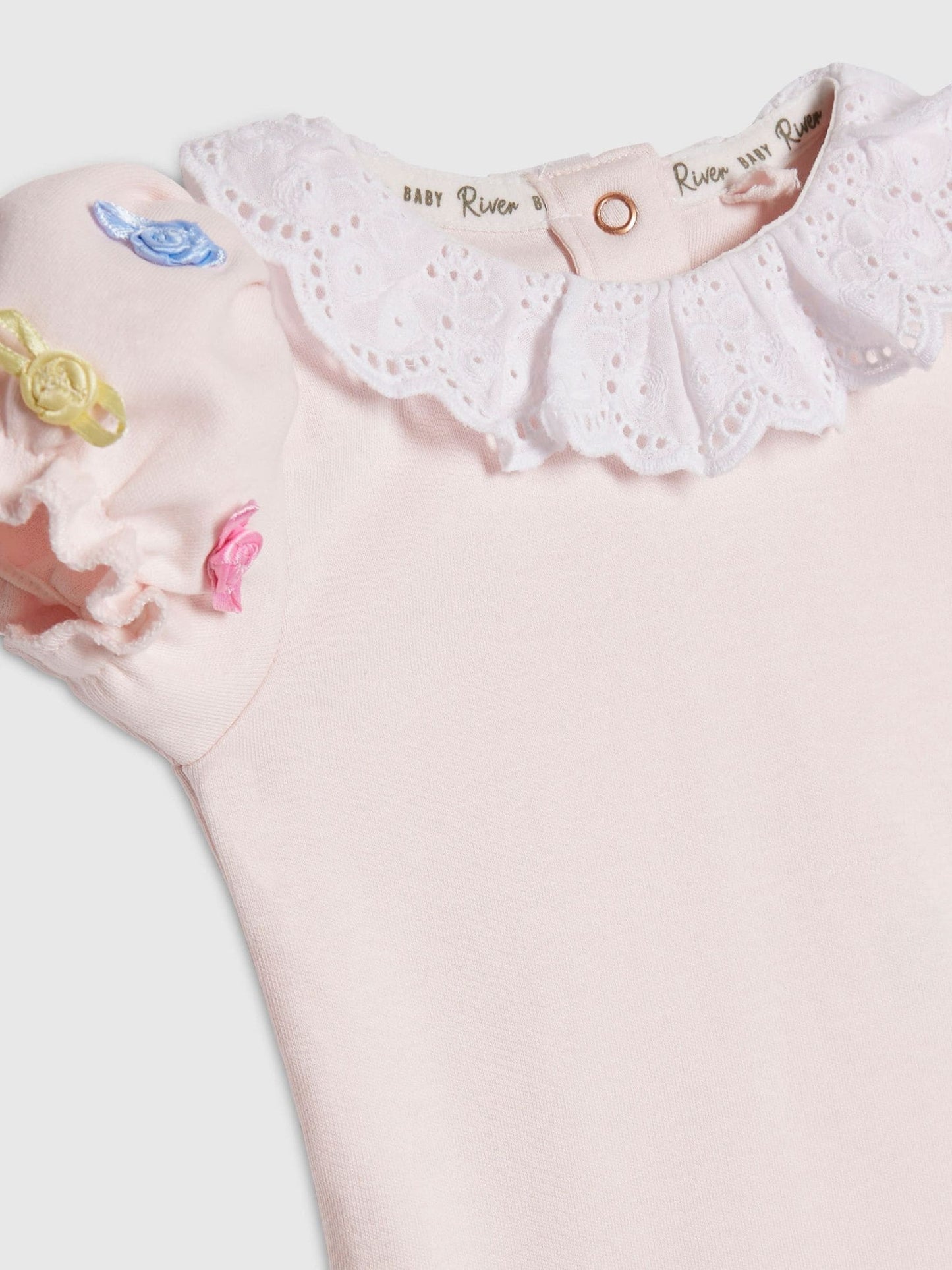 River Island Pink Frill Rosette Bodysuit & Leggings Set image 2