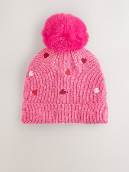 Dsiney Kidz - Pink Heart Pom Beanie Hat (3mths-16yrs) image 1