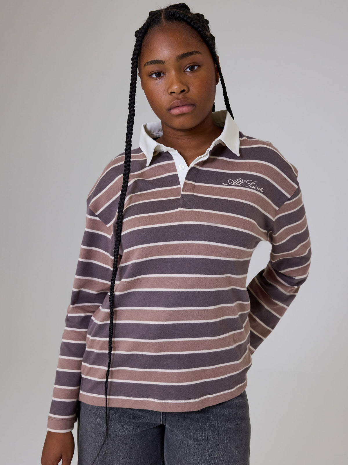 smALLSAINTS Multi Script Logo Stripe Collared Rugby Shirt - image 2