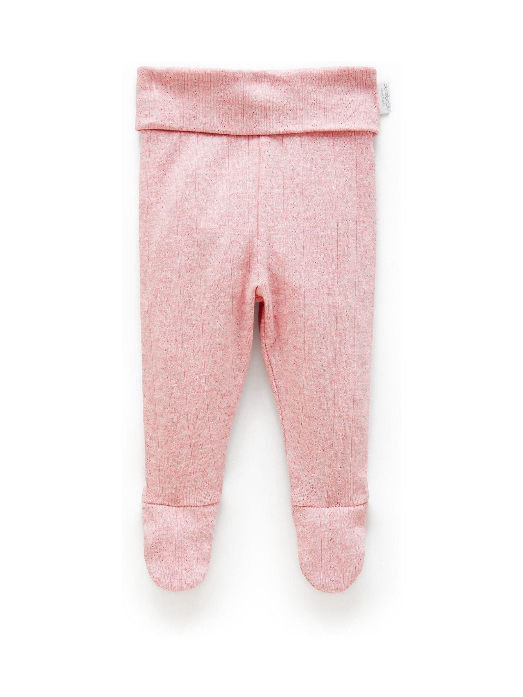 Purebaby Pink Pointelle Footed Leggings image 1