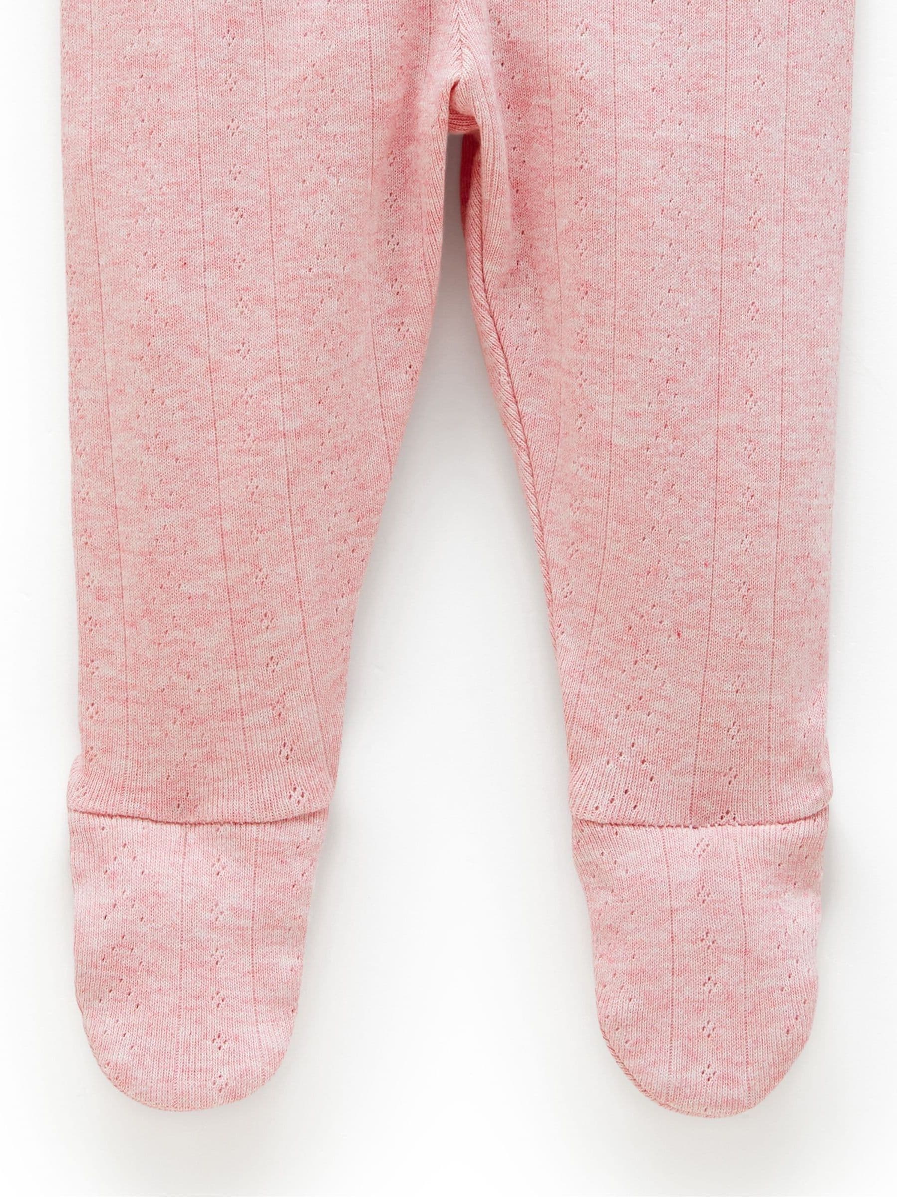 Purebaby Pink Pointelle Footed Leggings image 2