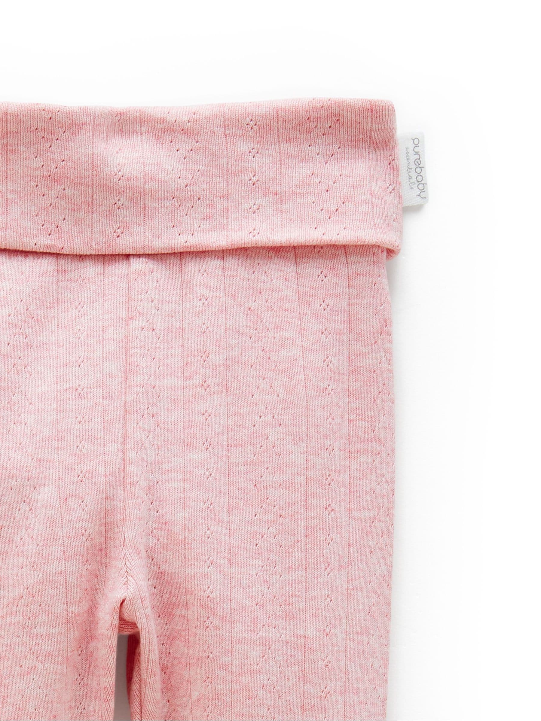 Purebaby Pink Pointelle Footed Leggings image 3