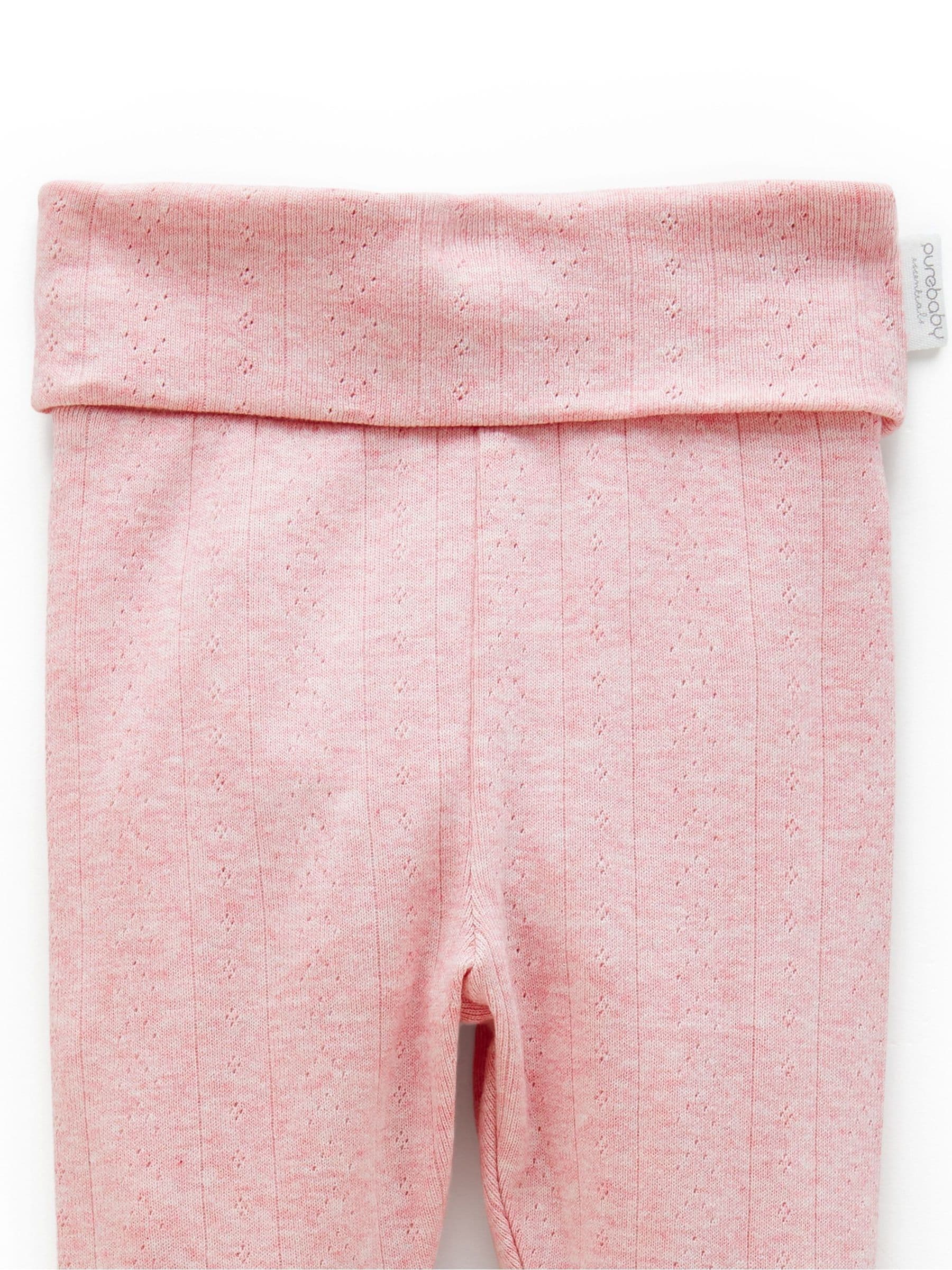 Purebaby Pink Pointelle Footed Leggings image 4