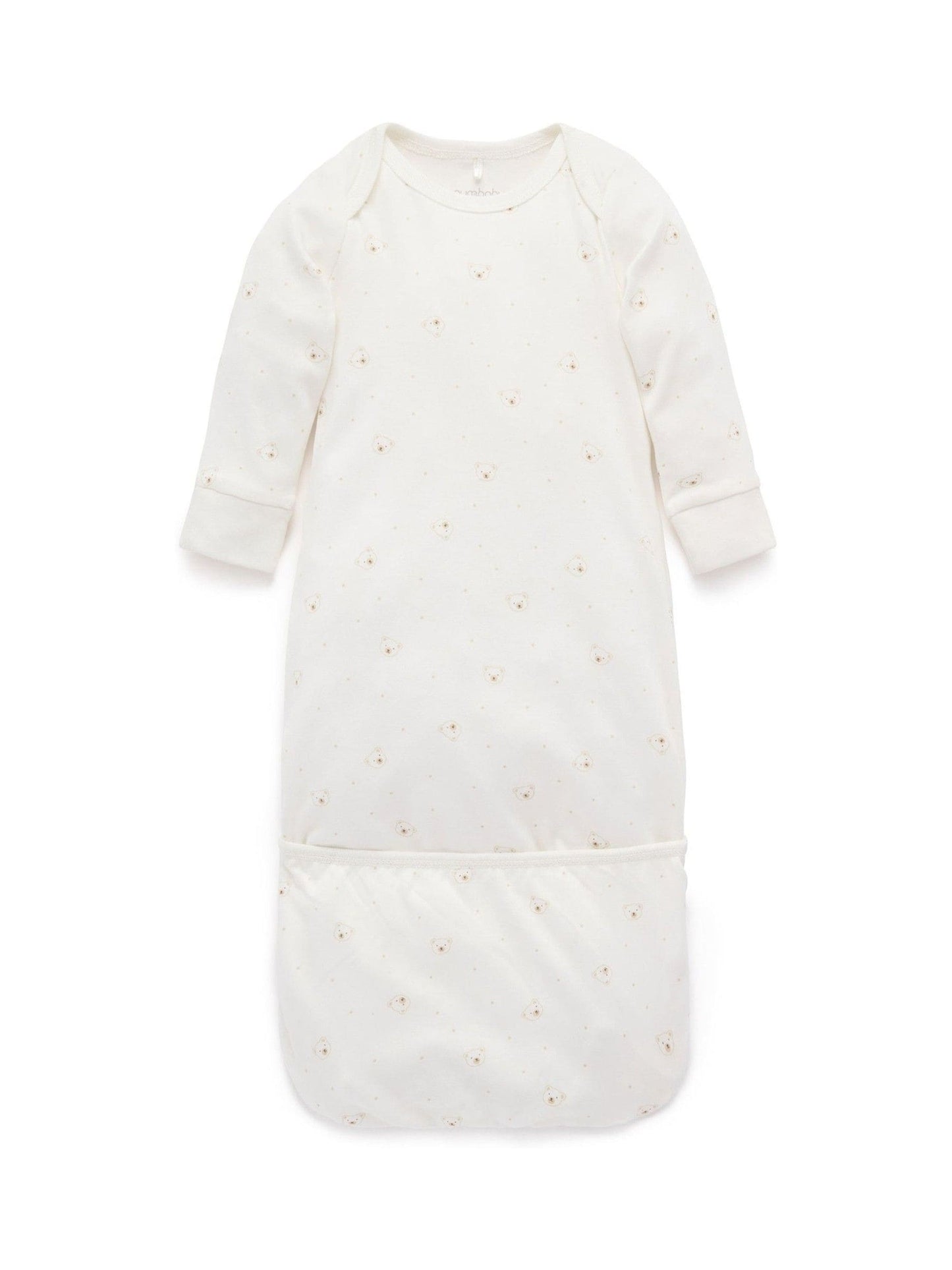 Purebaby Natural Bear Print Sleepsuit image 1