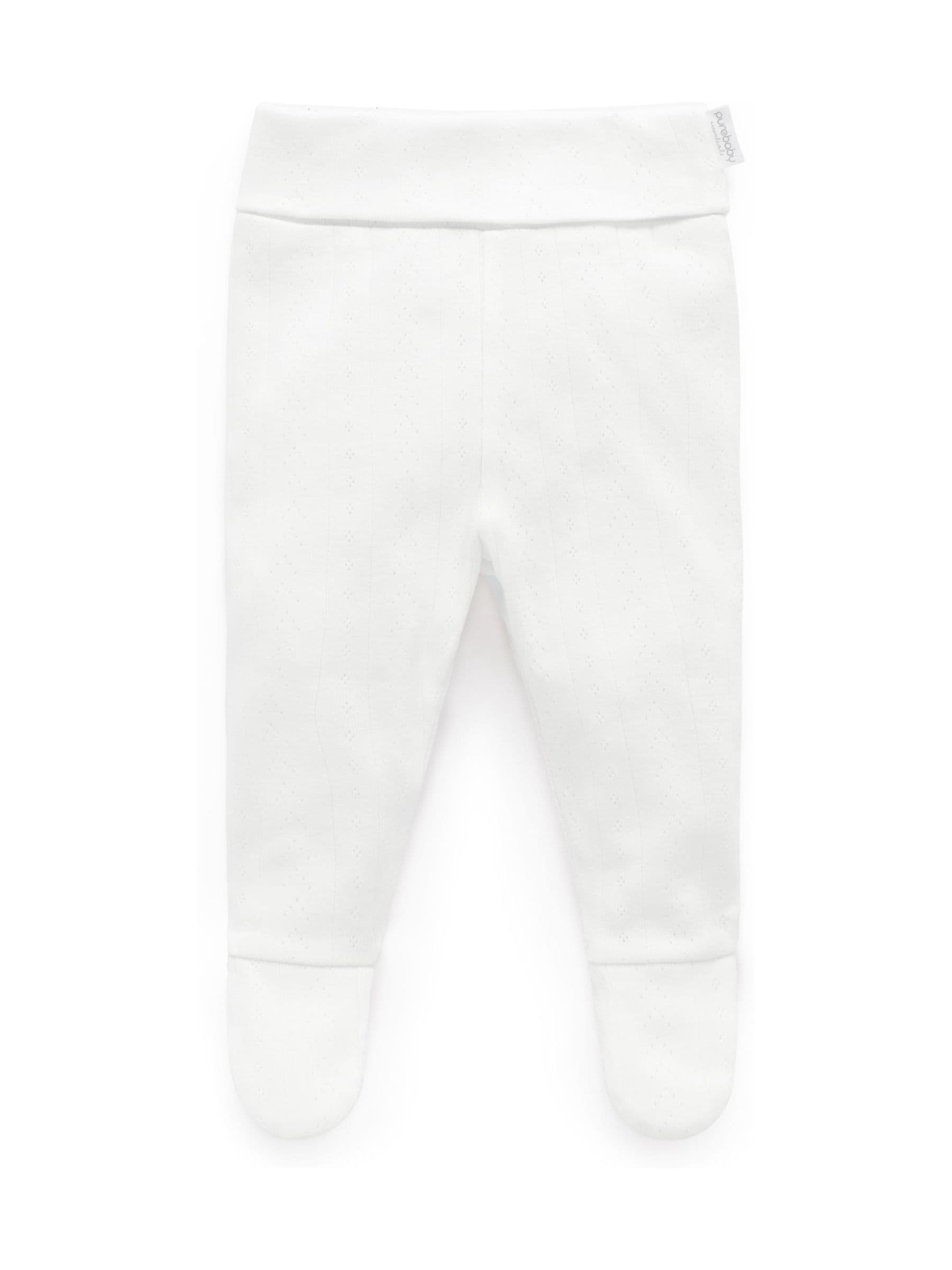 Purebaby White Pointelle Footed Leggings image 1