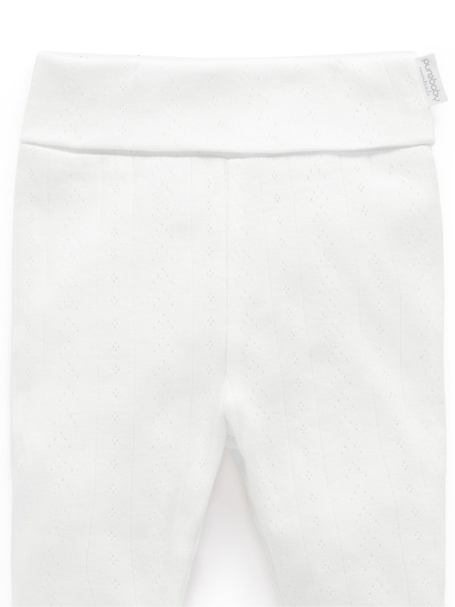 Purebaby White Pointelle Footed Leggings image 2