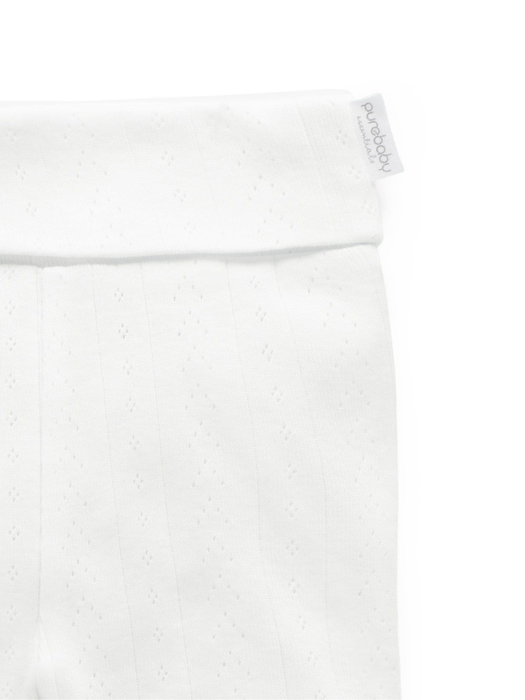 Purebaby White Pointelle Footed Leggings image 4