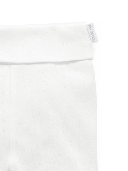 Purebaby White Pointelle Footed Leggings image 4