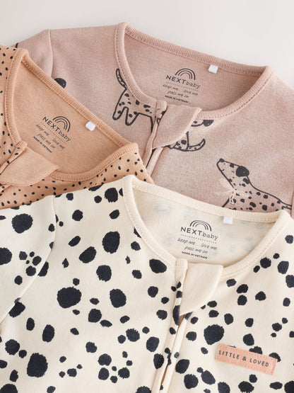 Brown Dog Two Way Zip Baby Sleepsuits 3 Pack (0-3yrs) - image 7
