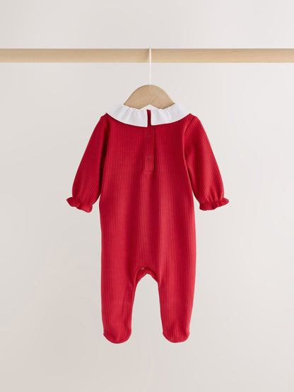 Red/White Christmas Collar Baby Sleepsuits 3 Pack (0mths-2yrs) - image 4