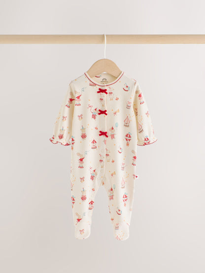 Red/White Christmas Collar Baby Sleepsuits 3 Pack (0mths-2yrs) - image 5