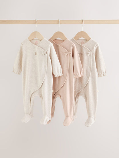 Neutral Bunny Wrap Baby Sleepsuit 3 Pack (0-2yrs) - image 1