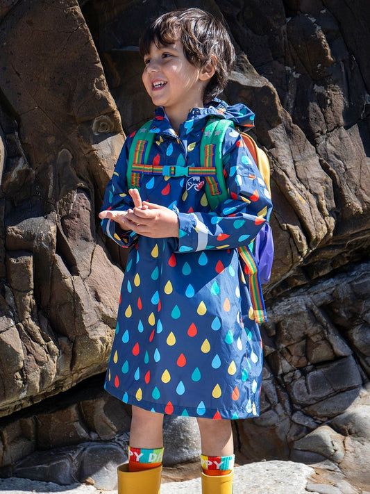 Frugi Blue Puddle Packaway Poncho image 1