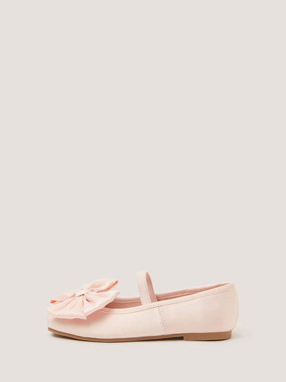Monsoon Pink Bow Satin Ballet Flats image 1