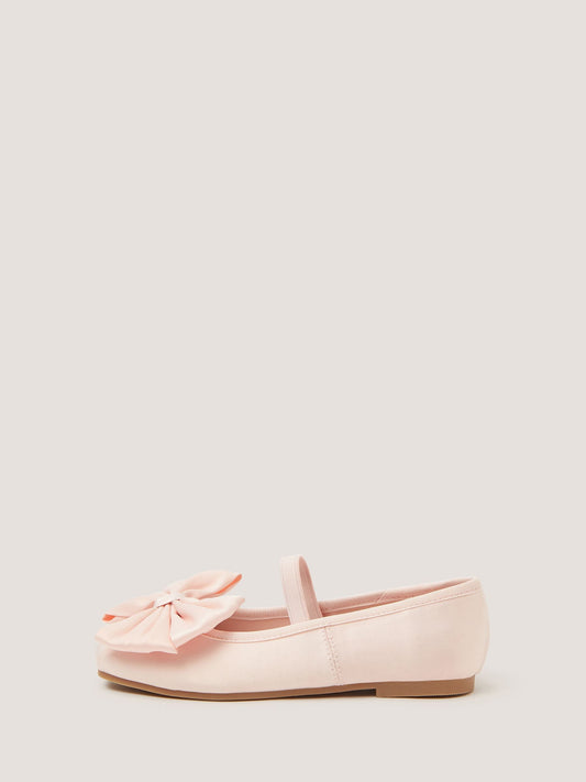 Monsoon Pink Bow Satin Ballet Flats image 1
