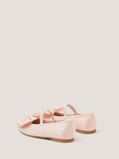 Monsoon Pink Bow Satin Ballet Flats image 3