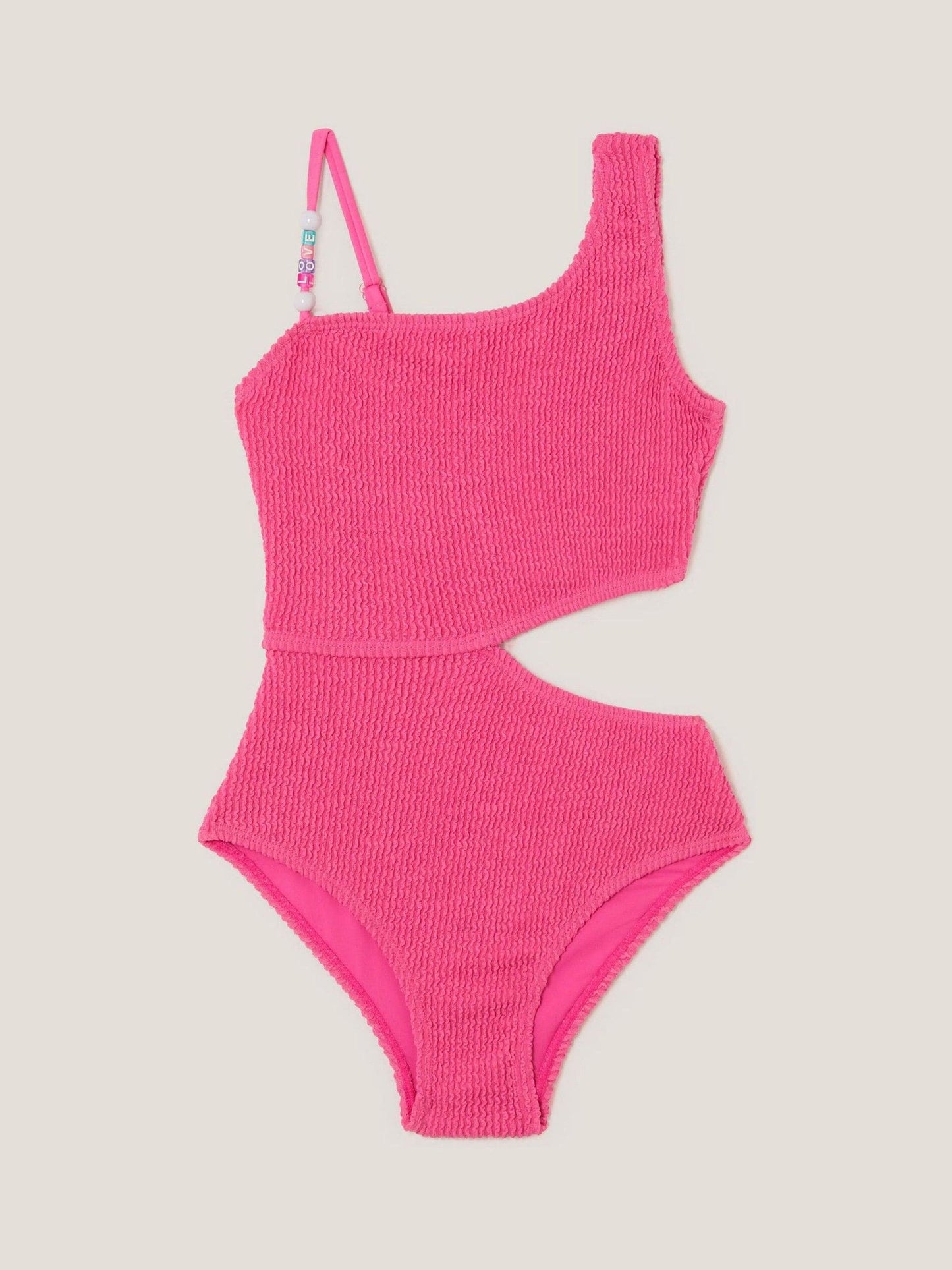 Monsoon Pink Asymmetrical Seersucker Swimsuit image 1