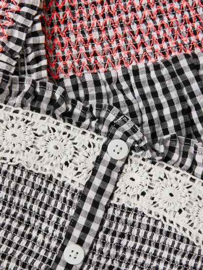 Monsoon Black Gingham Shirred Tank & Shorts Set image 3