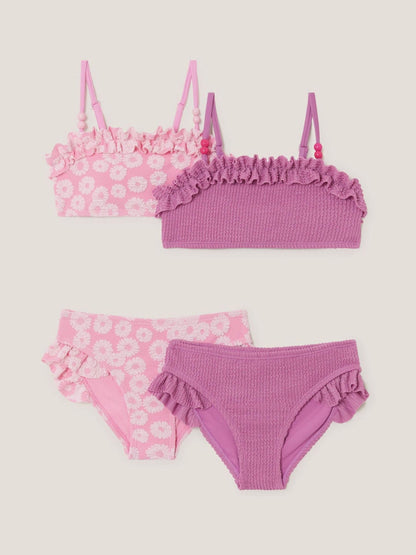Monsoon Pink Seersucker & Floral Bikinis Set 2 Pack image 3