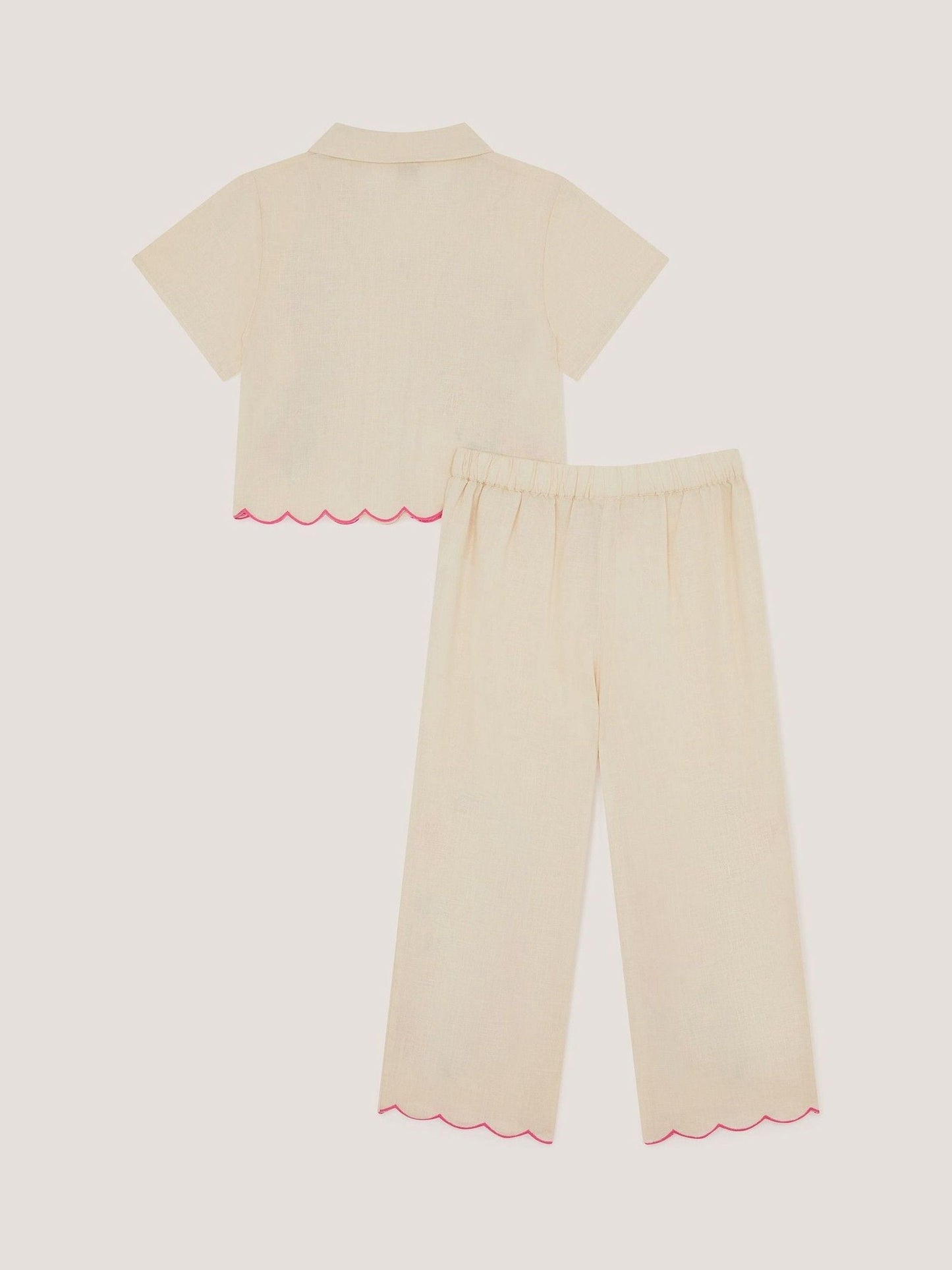 Monsoon White Floral Embroidered Shirt & Trousers Set image 3